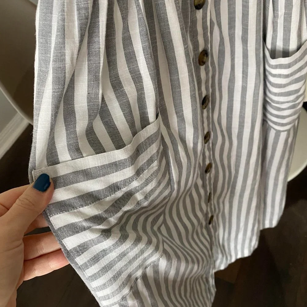 American Eagle Striped Button Front Midi Dress Size M - Picture 6 of 7